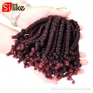 8inches Ombre Red Brown Bomb Spring Twist Crochet Braiding Hair Pre-twisted Passion Twist Braids Synthetic Hair Extensions